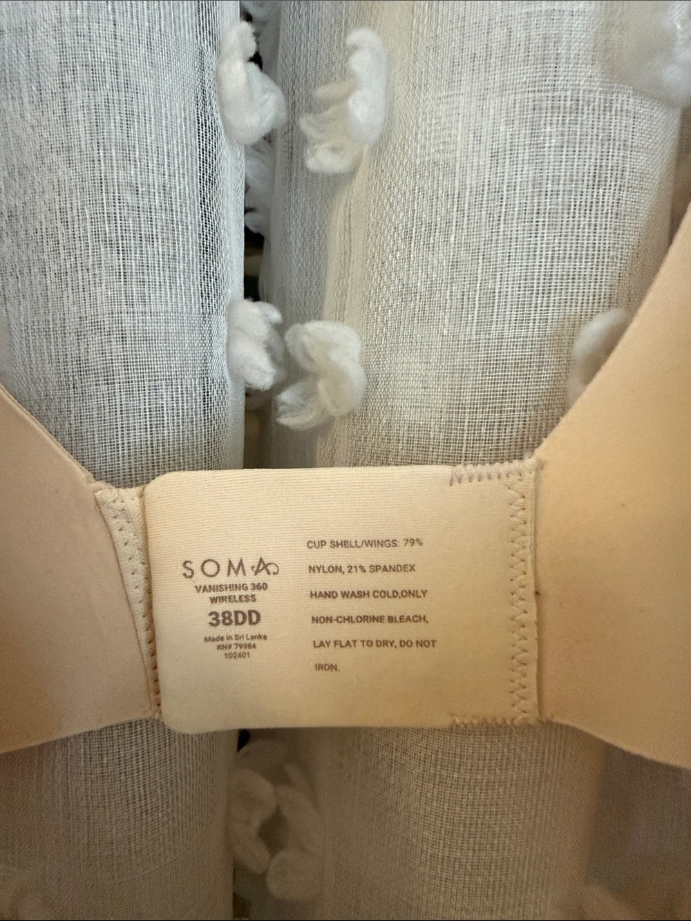 Soma Vanishing 360 Wireless Bra in Nude/Beige - 38DD